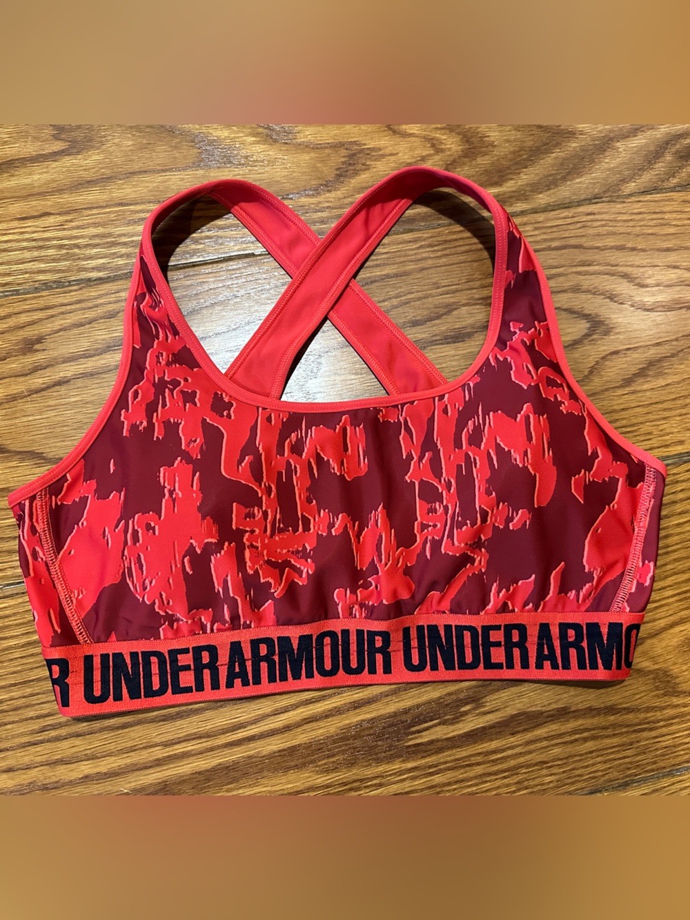 Under Armour Red Camo Crossback Sports Bra